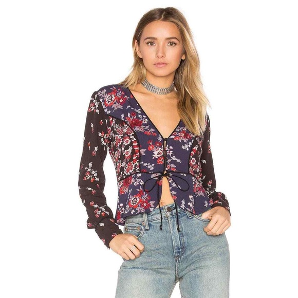 Free People Way The World Turns Floral Peasant Top - Picture 1 of 10